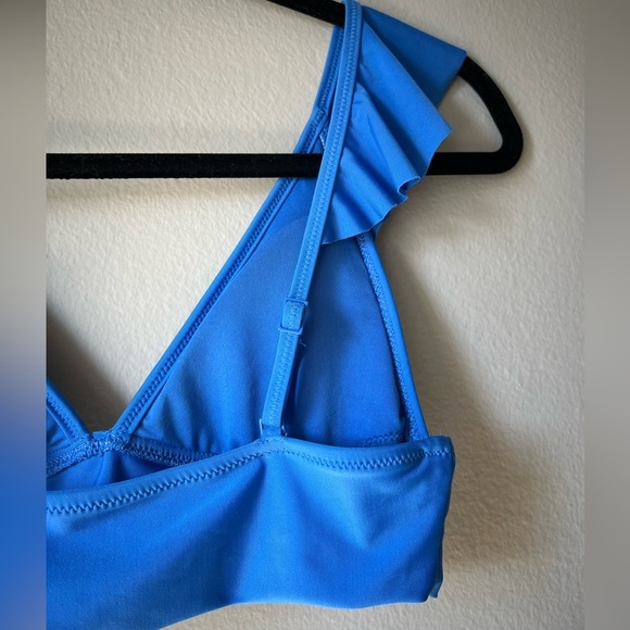 NWOT Aerie Women’s Blue Longline Ruffle Bikini Swim Top - Picture 6 of 9